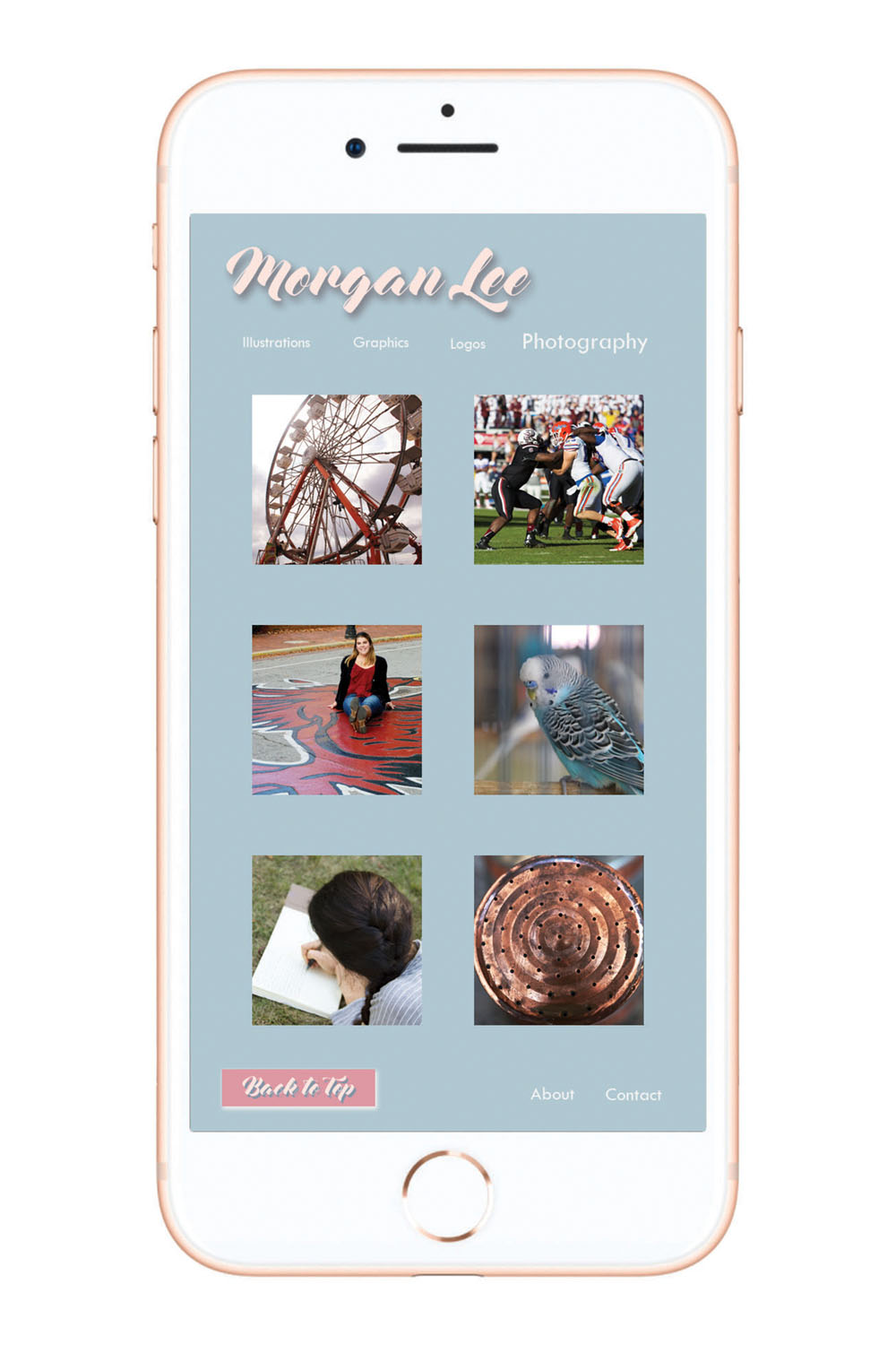 web design - mobile photoshop comp portfolio for a classmate